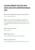 ACS BIOCHEMISTRY PRACTICE FINAL &NewLine;MOCK EXAM WITH ANSWER RATIONALES &NewLine;2026 