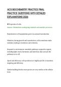ACS BIOCHEMISTRY PRACTICE FINAL &NewLine;PRACTICE QUESTIONS WITH DETAILED &NewLine;EXPLANATIONS 2026