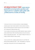 ATI HEALTH POLICY TEST exam success &NewLine;pack&lpar;2026&rpar; newest&period;practice questions and &NewLine;expert answers&period; Complete study guide with &NewLine;verified answers&comma; Exams of Nursing