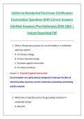 California Residential Electrician Certification &NewLine;Examination Questions With Correct Answers &NewLine;&lpar;Verified Answers&rpar; Plus Rationales 2026 Q&A &vert; &NewLine;Instant Download Pdf 