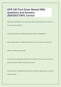 HCR 240 Final Exam Newest With &NewLine;Questions And Answers &NewLine;2026&sol;2027&vert;100&percnt; Correct