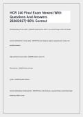HCR 240 Final Exam Newest With &NewLine;Questions And Answers &NewLine;2026&sol;2027&vert;100&percnt; Correct