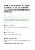 FINANCIAL AND MANAGERIAL ACCOUNTING&NewLine;BY JOHN WILD ACTUAL TEST 2026 VERIFIED&NewLine;QUESTIONS AND ANSWERS COMPREHENSIVE&NewLine;STUDY GUIDE