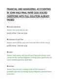 FINANCIAL AND MANAGERIAL ACCOUNTING&NewLine;BY JOHN WILD FINAL PAPER 2026 SOLVED&NewLine;QUESTIONS WITH FULL SOLUTION ALREADY&NewLine;PASSED