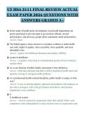 UF HSA 3111 FINAL REVIEW ACTUAL&NewLine;EXAM PAPER 2026 QUESTIONS WITH&NewLine;ANSWERS GRADED A&plus;&NewLine;