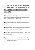 UFT IICRC ONLINE UPHOLSTERY AND FABRIC&NewLine;CLEANING 2026 EXAM PREPARATION PACK&NewLine;KEY CLEANING CHEMISTRY AND SAMPLE&NewLine;QUESTIONS&NewLine;