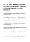UFT IICRC ONLINE UPHOLSTERY AND FABRIC&NewLine;CLEANING 2026 PRACTICE TEST QUESTIONS&NewLine;AND DETAILED CLEANING PROCEDURE&NewLine;BREAKDOWN&NewLine;