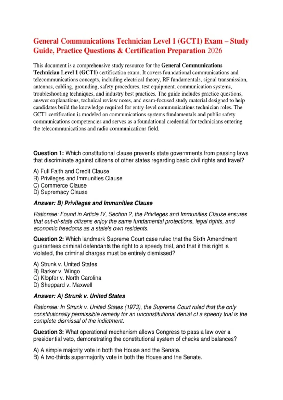 GCT1 Communications Exam Prep: Study Guide - GCT1 Communications ...