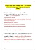 Assisted Living EXAM&comma; Complete Test &vert;&vert; Questions and &NewLine;Answers &lpar;Verified Answers&rpar; &lpar;Latest Update 2026&rpar; &NewLine;UPDATE&excl;&excl;