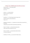 AP Physics 1 Exam &vert; UPDATED Questions with 100&percnt; Correct Answers&NewLine;