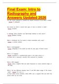 Final Exam&colon; Intro to Radiography and Answers Updated 2026