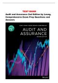 TEST BANK &NewLine;Audit and Assurance 2nd Edition by Leung&comma; &NewLine;Comprehensive Exam Prep Questions and &NewLine;Answers