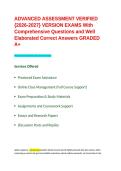 ADVANCED ASSESSMENT VERIFIED -2026-2027- VERSION EXAMS With Comprehensive Questions and Well Elaborated Correct Answers GRADED A&plus;&period;