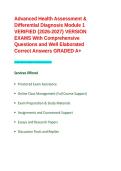 Advanced Health Assessment & Differential Diagnosis Module 1 VERIFIED -2026-2027- VERSION EXAMS With Comprehensive Questions and Well Elaborated Correct Answers GRADED A&plus;&period;