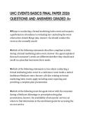 UHC EVENTS BASICS FINAL PAPER 2026&NewLine;QUESTIONS AND ANSWERS GRADED A&plus;