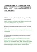 ADVANCED HEALTH ASSESSMENT FINAL &NewLine;EXAM SCRIPT 2026 SOLVED QUESTIONS &NewLine;AND ANSWERS 