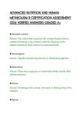 ADVANCED NUTRITION AND HUMAN &NewLine;METABOLISM 8 CERTIFICATION ASSESSMENT &NewLine;2026 VERIFIED ANSWERS GRADED A&plus;