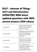 D337 - Internet of Things &lpar;IoT&rpar; and Infrastructure &lpar;UPDATED&rpar; WGU latest updated questions with 100-