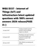 WGU D337&vert; Internet of Things &lpar;IoT&rpar; and Infrastructure  &vert;latest updated questions with 100- correct answers