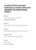 ADVANCED NUTRITION AND HUMAN &NewLine;METABOLISM ALL CHAPTERS CERTIFICATION &NewLine;ASSESSMENT 2026 VERIFIED ANSWERS &NewLine;GRADED A&plus;