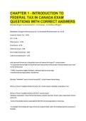CHAPTER 1 - INTRODUCTION TO &NewLine;FEDERAL TAX IN CANADA EXAM &NewLine;QUESTIONS WITH CORRECT ANSWERS