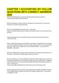 CHAPTER 1 ACCOUNTING 307 COLLUM &NewLine;QUESTIONS WITH CORRECT ANSWERS &NewLine;2026