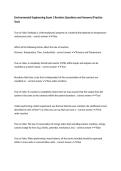Environmental Engineering Exam 1 Revision Questions and Answers &lpar;Practice Test&rpar;