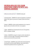 GEORGIA BIOLOGY EOC EXAM QUESTIONS COMPLETE WITH 100&percnt; VERIFIED ANSWERS
