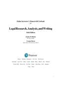 Instructor s manual With Test bank for Legal research analysis and Writing 5th edition by William H&period; Putman&comma; JD&comma; Jennifer R&period; Albright&comma; JD&comma; LLM All Chapters 1-13&NewLine;