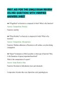 FIRST AID FOR THE USMLE EXAM REVIEW&NewLine;SOLVED QUESTIONS WITH VERIFIED&NewLine;ANSWERS SHEET