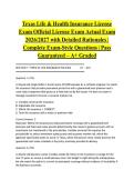 Texas Life & Health Insurance License Exam Official License Exam Actual Exam 2026&sol;2027 with Detailed Rationales &vert; Complete Exam-Style Questions &vert; Pass Guaranteed &ndash; A&plus; Graded&NewLine;&NewLine;