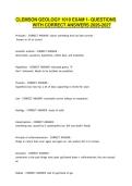 CLEMSON GEOLOGY 1010 EXAM 1- QUESTIONS WITH CORRECT ANSWERS 2026-2027
