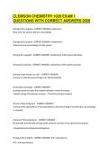 CLEMSON CHEMISTRY 1020 EXAM 1 QUESTIONS WITH CORRECT ANSWERS 2026