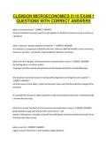 CLEMSON MICROECONOMICS 2110 EXAM 1 QUESTIONS WITH CORRECT ANSWERS