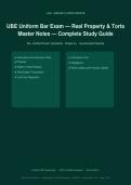 UBE Uniform Bar Exam Real Property and Torts Master Notes Prep 2026&sol;2027 &ndash; Complete Exam-Style Questions &vert; Detailed Rationales &ndash; Pass Guaranteed &ndash; A&plus; Graded&NewLine;&NewLine;