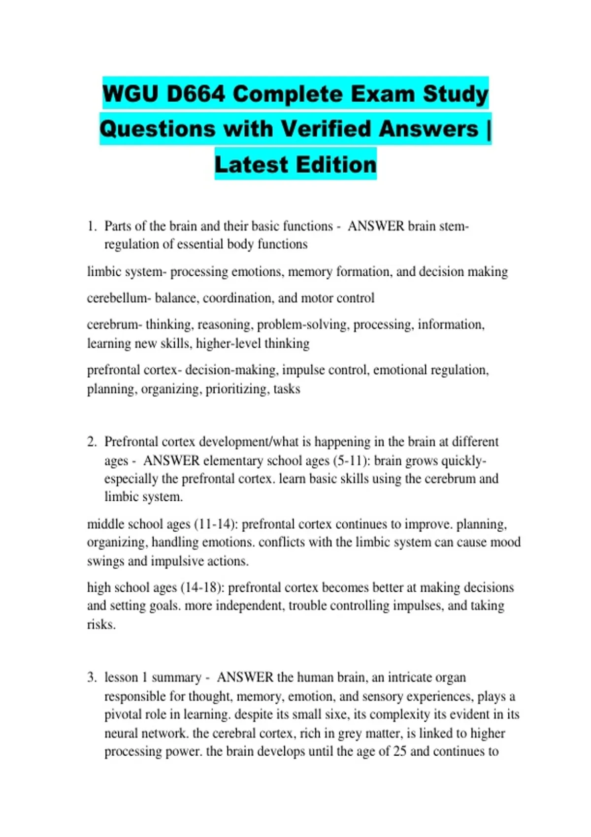 WGU D664 Complete Exam Study Questions with Verified Answers | Latest ...