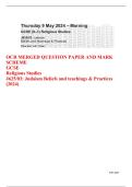 OCR GCSE Religious Studies J625&sol;03 Judaism Beliefs and Teachings & Practices Question Paper and Mark Scheme &vert; Complete Questions and Answers
