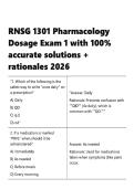 RNSG 1301 &vert; Pharmacology Dosage Exam 1 &vert; with 100- accurate solutions &plus; rationales 2026&period;
