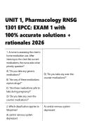 UNIT 1&comma; Pharmacology RNSG 1301 EPCC EXAM 1 with 100- accurate solutions &plus; rationales 2026