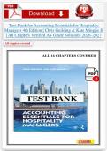 Test Bank for Accounting Essentials for Hospitality Managers 4th Edition by Chris Guilding & Kate Mingjie Ji &ndash; All Chapters Verified A&plus; Grade Solutions 2026&ndash;2027
