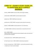 CHEM 101 - EXAM &num;1 STUDY GUIDE &lpar;CH&period; &NewLine;1-3&rpar; QUESTIONS WITH CORRECT &NewLine;ANSWERS