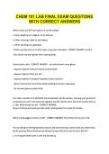 CHEM 101 LAB FINAL EXAM QUESTIONS &NewLine;WITH CORRECT ANSWERS