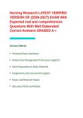 Nursing Research LATEST VERIFIED VERSION -2026-2027- EXAM With Expected real and comprehensive Questions With Well Elaborated Correct Answers GRADED A &plus;&period;