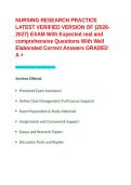 NURSING RESEARCH PRACTICE LATEST VERIFIED VERSION OF -2026-2027- EXAM With Expected real and comprehensive Questions With Well Elaborated Correct Answers GRADED A &plus;&period;