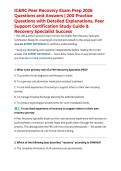 IC&RC Peer Recovery Exam Prep 2026 Questions and Answers &vert; 200 Practice Questions with Detailed Explanations&comma; Peer Support Certification Study Guide & Recovery Specialist Success