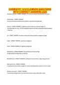 CHEMISTRY 1010 CLEMSON QUESTIONS &NewLine;WITH CORRECT ANSWERS 2026 