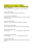 CHEMISTRY 1010 EXAM 2 CLEMSON &NewLine;QUESTIONS WITH CORRECT ANSWERS 2026 