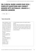 CNL CLINICAL NURSE LEADER EXAM 2026 COMPLETE QUESTIONS AND CORRECT ANSWERS WITH RATIONALES GRADED A&plus; VERIFIED ANSWERS&NewLine;