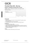 GCSE &lpar;9&ndash;1&rpar; Religious Studies &lpar;Short Course&rpar;&NewLine;J125&sol;01 Religion&comma; philosophy and ethics in the modern world &NewLine;