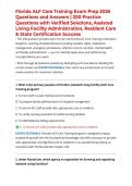 Florida ALF Core Training Exam Prep 2026 Questions and Answers &vert; 200 Practice Questions with Verified Solutions&comma; Assisted Living Facility Administration&comma; Resident Care & State Certification Success